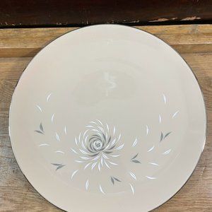 Flintridge China Dinner Plate Daybreak Tan Grey White Platinum Edge Vintage CA